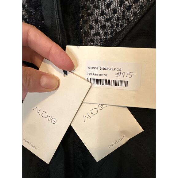 Alexis Evarra Black Sheer Lace Midi Dress XS NWT $975 - Picture 6 of 14